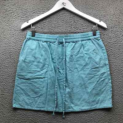 #ad Forever 21 Contemporary Back Slit Mini Skirts Women#x27;s M Pocket Drawstring Aqua $14.99