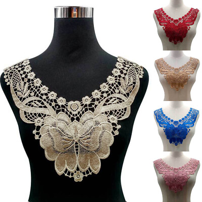 #ad Embroidered Applique Lace Collar Trim Flower Neckline DIY Sewing Patch Fabric $2.03