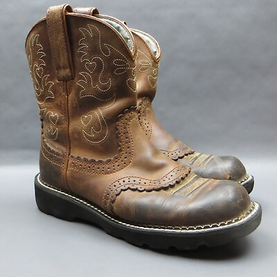 #ad Ariat Fatbaby Womens Boots Size 7.5 Brown Leather Cowgirl Western Booties $49.99