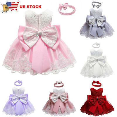 #ad Infant Baby Girls Flower Tutu Dress Princess Pageant Wedding Christening Party $16.89