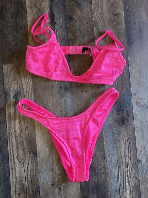 #ad Triangl Hot Pink neon Bikini Small High Cut WORN ONCE $50.00
