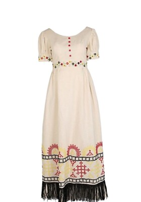 #ad Vintage 70s Embroidered Boho Maxi Dress $30.00