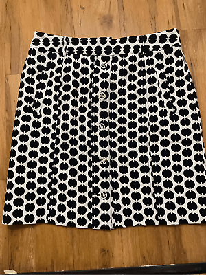 #ad Adrienne Vittadini Size 12 Polka Dot Button Black and White Pencil Skirt $14.99