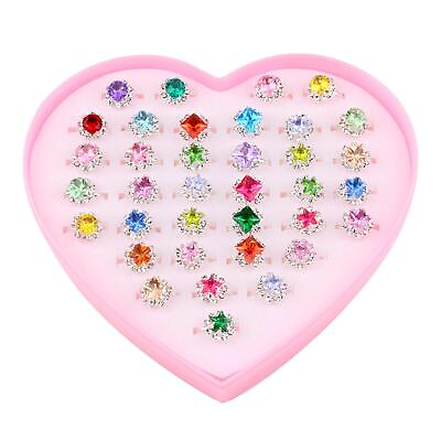36Pcs Little Girls Rings for Kids Jewelry Rings Adjustable Gem Rings Set $12.99