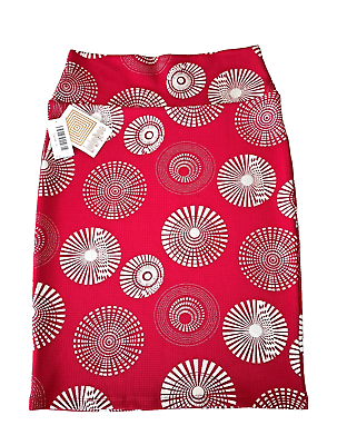 #ad LuLaRoe Cassie Pencil Skirt Size SMALL Red Pink with Silver $9.00