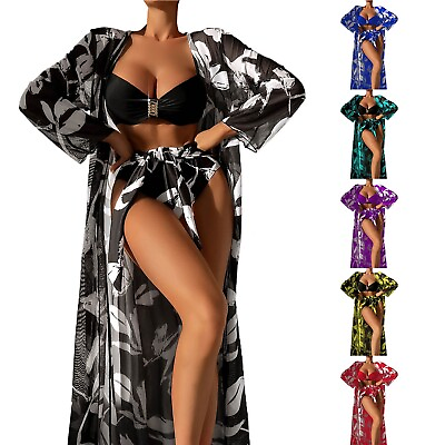 #ad #ad 2024 Sexy 3 Piece Bikini Set Cover Up Swimsuit High Waist Bikinis For Women $26.53