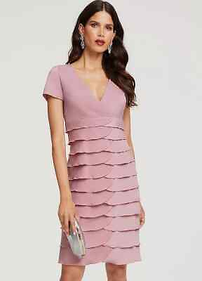 #ad Heine pink ruffled Cocktail Dress Size 18 BNWOT RRP £109 GBP 40.00