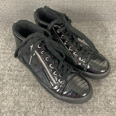 G by GUESS High Top Sneakers Womens Size 6.5 M Black Patent Leather Orily $19.99
