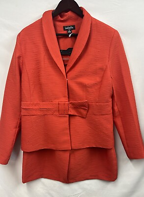 #ad Isabella 2 Piece Skirt Suit Size 16 Peach Salmon 3 Snap Button Gorgeous $60.99