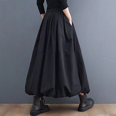 #ad Versatile A line Maxi Skirt Long Women#x27;s High Waist with Pockets Thick Warm $22.14