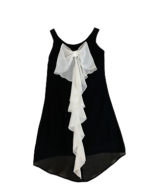 #ad NORDSTROM Black Dress Bow Back XS Chiffon A Line Hi Lo NEW $18.23