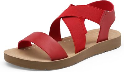 #ad Women Elastic Ankle Strap Flat Sandals Pull On Beach Summer Casual Dress Shoes $19.99
