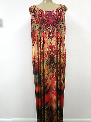 #ad ONE WORLD MULTI COLOR FLORAL DESIGN SLEEVELESS MAXI DRESS SIZE 1X $29.00