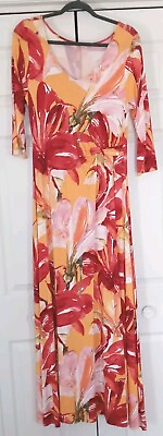 #ad Soft Surroundings Yellow Floral Maxi Dress 3 4 Sleeve Women#x27;s Size Small $29.99