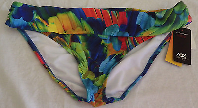 #ad ABS Swimsuit Bikini Bottom Womens 12 Tropical Floral Band Ruched 52419 NWT $94 $19.95