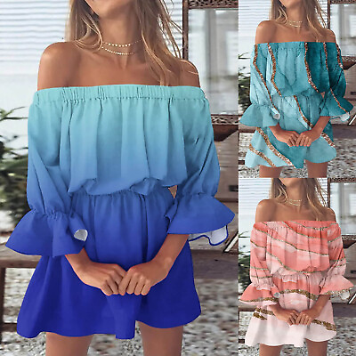 #ad Summer Dresses For Women Beach Sexy Off Shoulder Translucent Dresses for Women $14.70