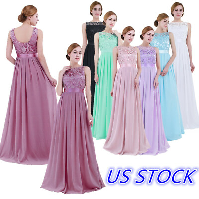 US Womens Lace Long Formal Prom Dress Party Ball Gown Evening Bridesmaid Dress $30.39