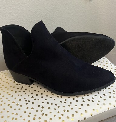 #ad Women’s Black Faux Suede Booties Size 8.5 Ankle Boots Heel Zipper Winter $12.99