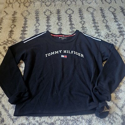 #ad Tommy Hilfiger Sport Sweatshirt Sweater Navy Black Teens Womens Large Cute At $14.97