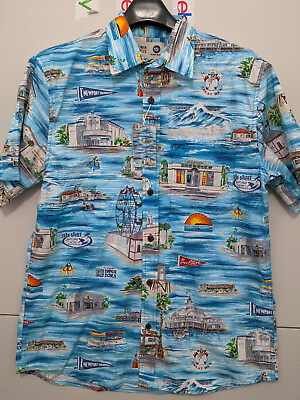 New Hoffman California Fabrics Button Shirt 2021 Fav Places New Port Beach Large $80.00