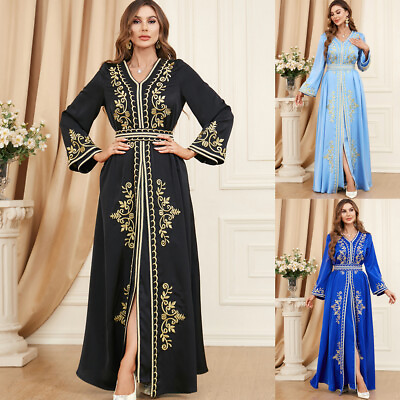 #ad 2 Piece Abaya Women Muslim Maxi Dress Sets Turkey Kaftan Islamic Long Robes Gown C $78.84