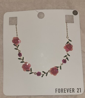 #ad forever 21 Rose necklace Gold Pink $6.00