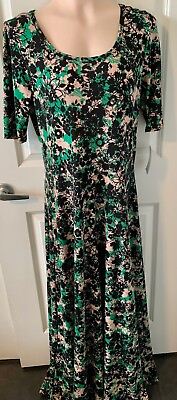 #ad NWT LulaRoe Maxi T Shirt Dress Womens Sz 2XL Black White Short Sleeve Knit 42quot; $24.99