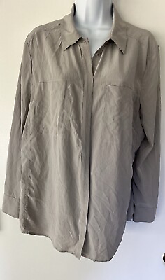 #ad #ad Nordstrom Size Large 100% pure Silk Long Sleeve Button Shirt career Gray $25.00