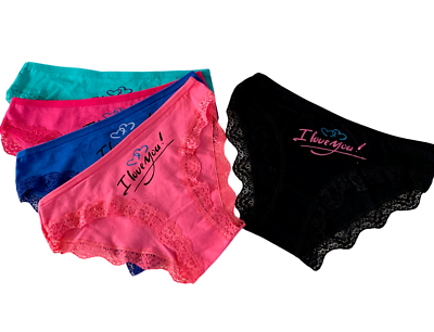 #ad LOT 5 Women Bikini Panties Brief Floral Lace Cotton Underwear K811 $10.99