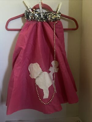 #ad Felt Pink Poodle Skirt with Gray amp; White Bodysuit Small Halloween Dress Costume $22.00
