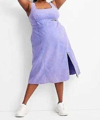NEW Women#x27;s Sleeveless Corset Denim Dress Future Collective Washed Purple Sz 18 $19.89