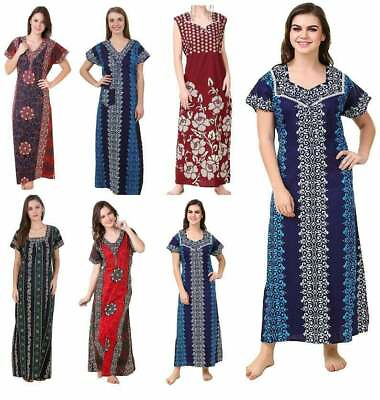 Women Printed Max Nightwear Dress Boho Maxi Caftan Dress Kaftan Nighty XS 5XL $20.99
