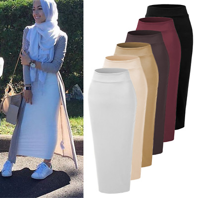 #ad Muslim Women Skirt Bodycon Slim High Waist Stretch Long Maxi Pencil Skirts Long $25.60