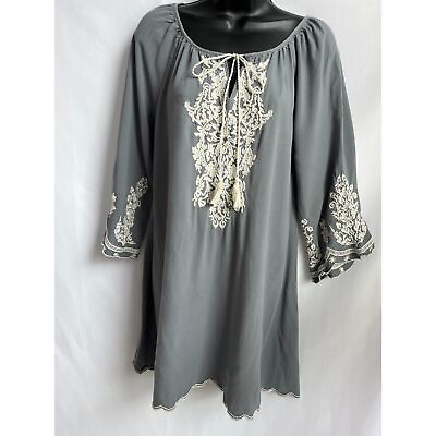 #ad Chic Connection Boho Peasant Hippie Tunic Dress Size S Embroidered Cottagecore $17.00