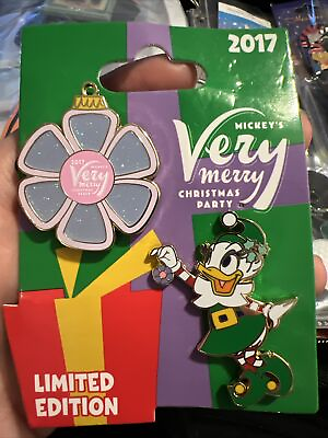 #ad Disney Parks Very Merry Christmas Party 2017 Daisy Duck Pin Set 2 Pins New LE $25.00