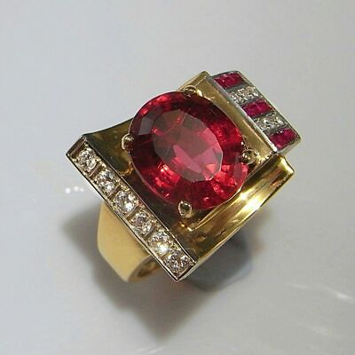 #ad #ad Cocktail Men#x27;s Engagement Ring 2.6 Ct Simulated Ruby 14K Yelllow Gold Plated $240.03