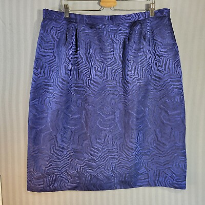 #ad vintage le suit womens skirt size 22W blue print pencil elastic waist metallic $14.99