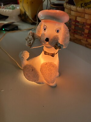 Mid Century Poodle Dog Lamp Night Light Porcelain Figurine I. W. Rice 6 1 2quot; $59.99