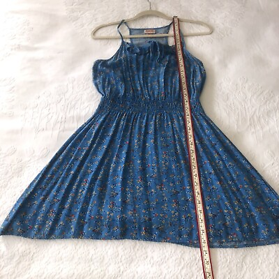 #ad MOSSIMO SIZE M WOMENS BLUE FLORAL PRINT SLEEVELESS SHORT SUMMER DRESS $14.99