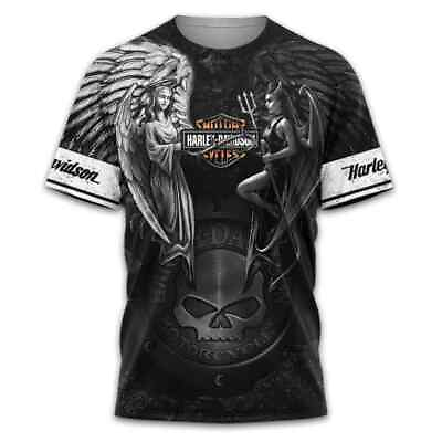 Harley Davidson Between Angel And Evil Tshirt Harley Davidson Motorcycles Shirt $28.00