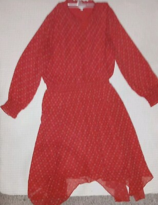 #ad Time and Tru Orange Pattern Long Sleeve Smocked Waist Boho Dress XL $19.97