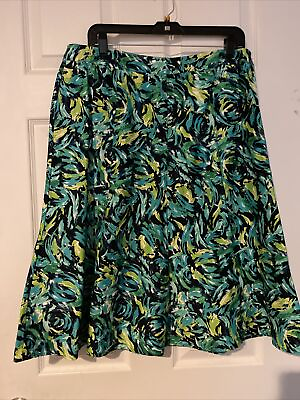 #ad R.Q.T size Large green skirt Knee Length Zip Side Cotton Spandex $7.00