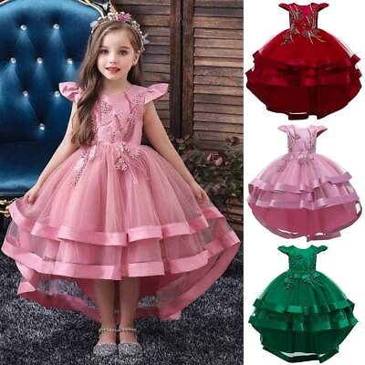 Girls Flower Bridesmaid Dress Baby Kids Princess Party Lace Bow Wedding Dresses $13.99