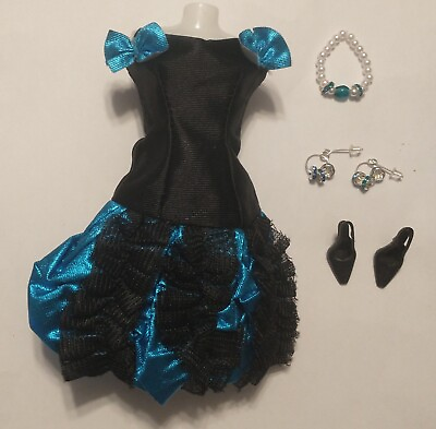 #ad Vintage Barbie Lucky Brand Black amp; Blue Cocktail Dress Extras $15.99