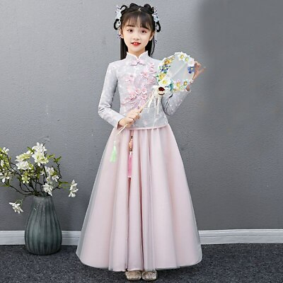 Lace Embroidery Cheongsam Princess Dress Wedding Party Girls New Year Clothing $62.51