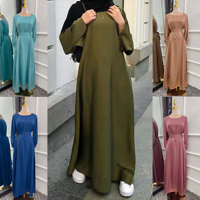 #ad Dubai Muslim Women Long Sleeve Maxi Dress Abaya Kaftan Dress Party Islamic Gown $31.33