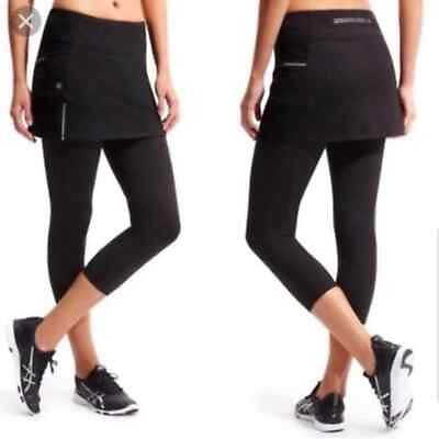 #ad Athleta Be Free 2 In 1 Black Athletic Skirt Crop Leggings Size Small $19.99
