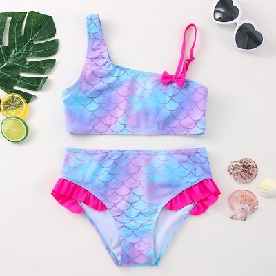 #ad Children#x27;s Swimwear Two Piece Flamingo Swimsuit For Girls Summer Bikini Sets $13.25