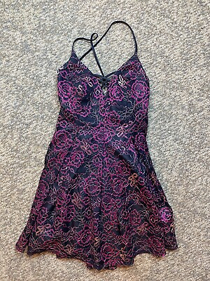 Jump Apparel Wendye Chaitin Cocktail Black Red Cross Back Party Dress Size 3 4 $13.00