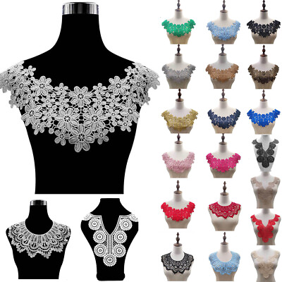 #ad #ad Flower Embroidered Neckline Lace Collar Trim Sew Patch Applique Corsages DIY ⟡ $2.39